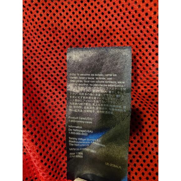 Tommy Hilfiger Womens Windbreaker Jacket Hooded Full Zip Drawstring Navy Sz L - Picture 6 of 8